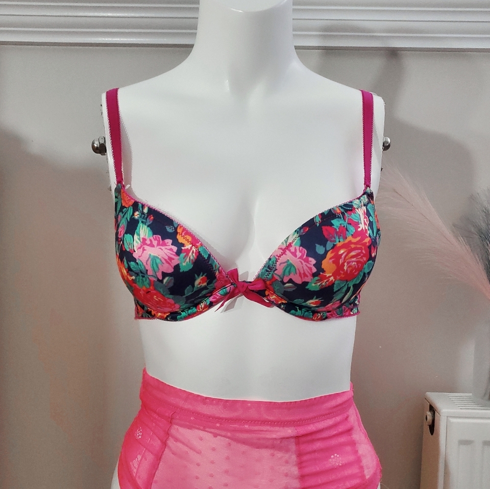 Aerie Limited Edition Pushup- Floral Magenta 'Emma' Bra- 32B